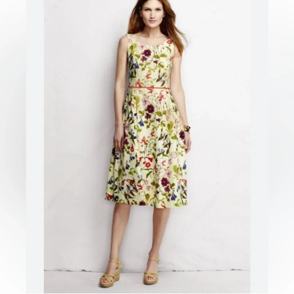 Lands End sleeveless floral Dress 18711
